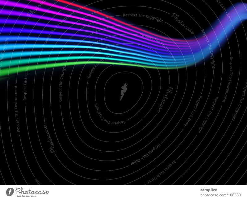 colour spectrum 03 Spectral Prismatic colour Prismatic colors Stripe Light Delicate Parallel Electronic Tube light Hose Black Virtual Online Violet Green Blur