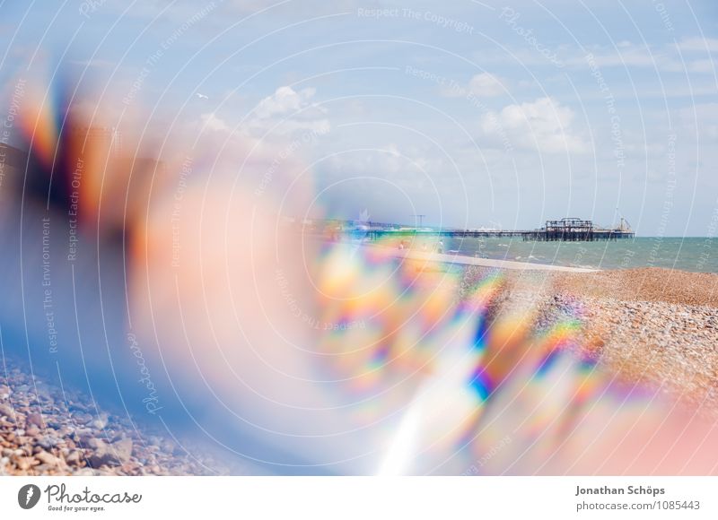 Brighton IX Beautiful weather Esthetic England Beach Pebble beach Reflection Prism Abstract Experimental Health Spa Vacation destination Vacation & Travel