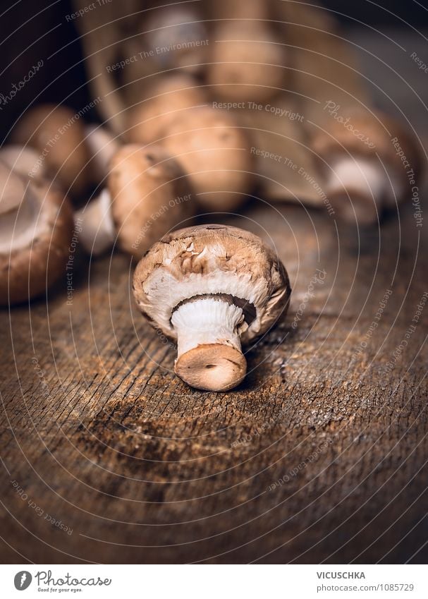 Mushrooms on a rustic wooden table Food Vegetable Organic produce Vegetarian diet Diet Style Design Healthy Eating Life Garden Table Kitchen Nature Gourmet