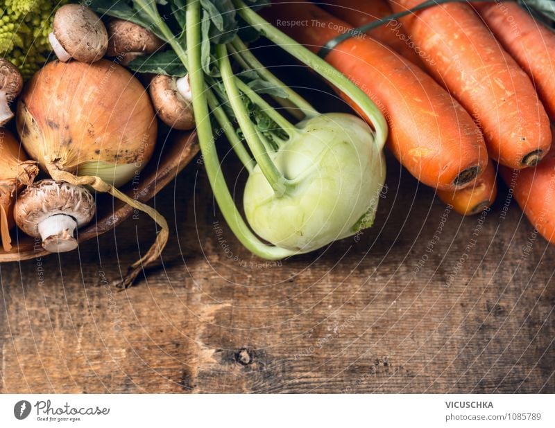 Kohlrabi and vegetables on a wooden table Food Vegetable Organic produce Vegetarian diet Diet Lifestyle Style Design Healthy Eating