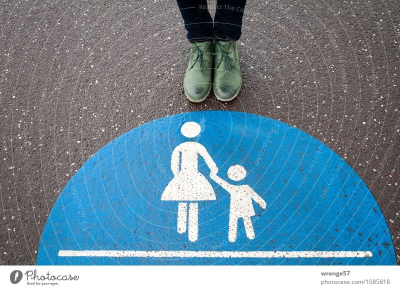 loner Human being Feminine Woman Adults Legs Feet 1 45 - 60 years Traffic infrastructure Pedestrian Lanes & trails Road sign Footpath Sign Signs and labeling