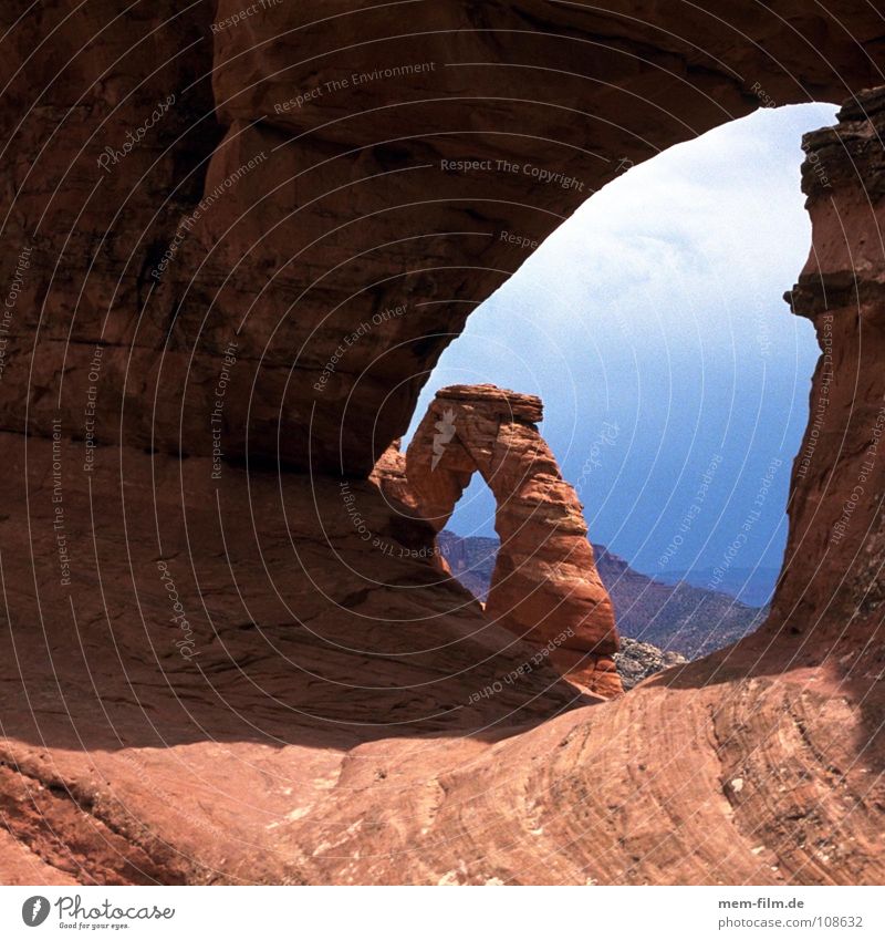 Constant drop Arches National Park Set Utah Dusk Delicate Arch Mountain USA stone arch Stone Exceptional Impressive Deserted Vista Landmark Attraction