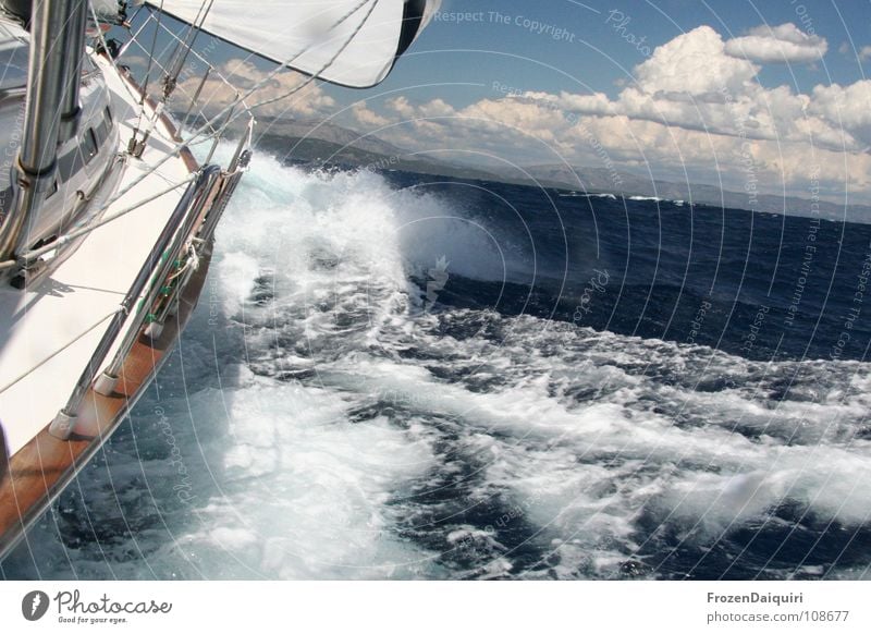 downwind course Clouds Horizon Panorama (View) Waves Swell Foam White crest Sea water Croatia Sky Ocean Vacation & Travel Summer Sailboat Watercraft Sailing