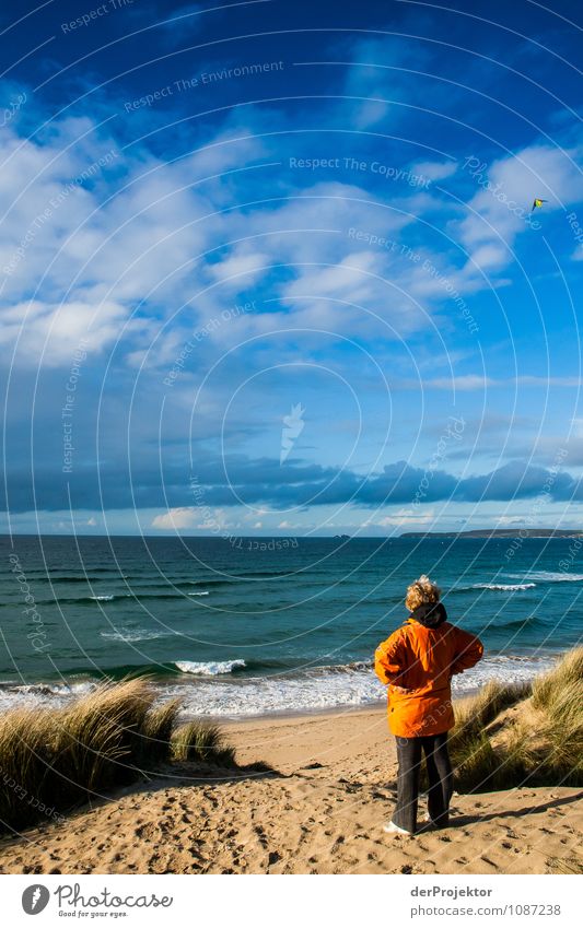 A woman looks out to sea in Cornwall Vacation & Travel Tourism Trip Far-off places Freedom Hiking Human being Female senior Woman 60 years and older