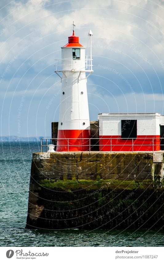 One lighthouse red-white Vacation & Travel Tourism Far-off places Freedom Environment Landscape Spring Ocean Island Fishing village Port City Tower Lighthouse