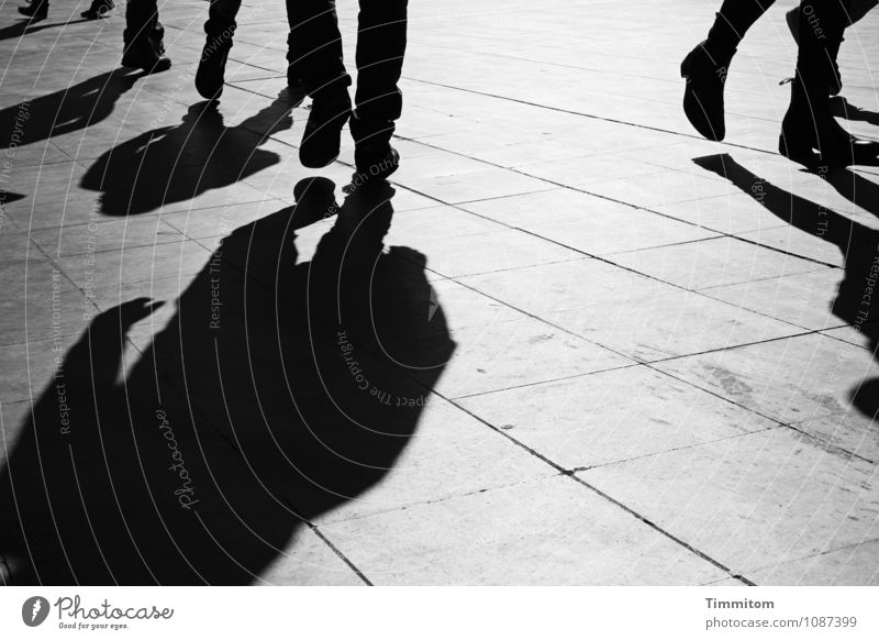 Legs and shadows on square in Italy Vacation & Travel Tourism Human being Rome Places Footwear Stone Going Esthetic Dark Simple Gray Black Emotions Shadow