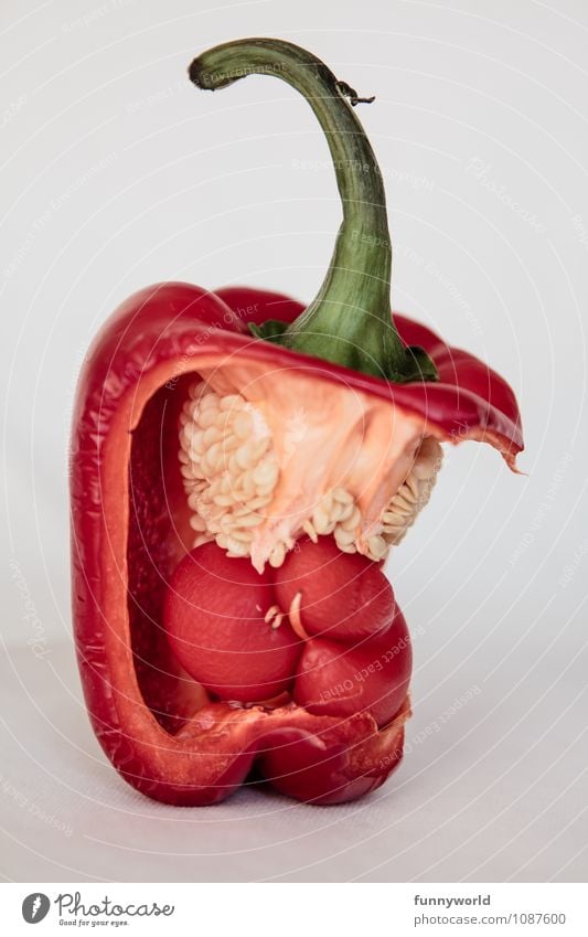 Alien - the secret return Food Vegetable Lettuce Salad Pepper Nutrition Vegetarian diet Diet Fasting Threat Disgust Creepy Art Surrealism Surprise Pregnant Red