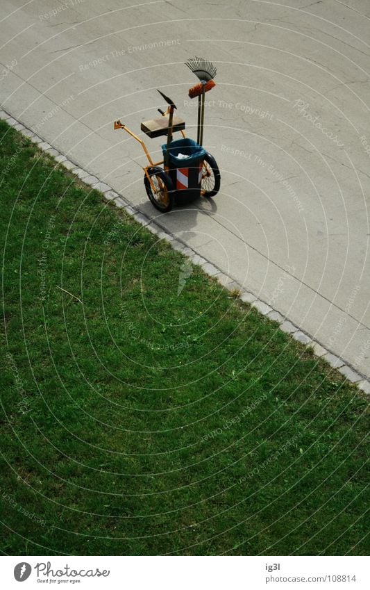 the last cleaner Trash container Meadow Grass Green Fastening Subsoil London Underground Curbside Diagonal Gray Cleaner Proletarian Social state Foundations