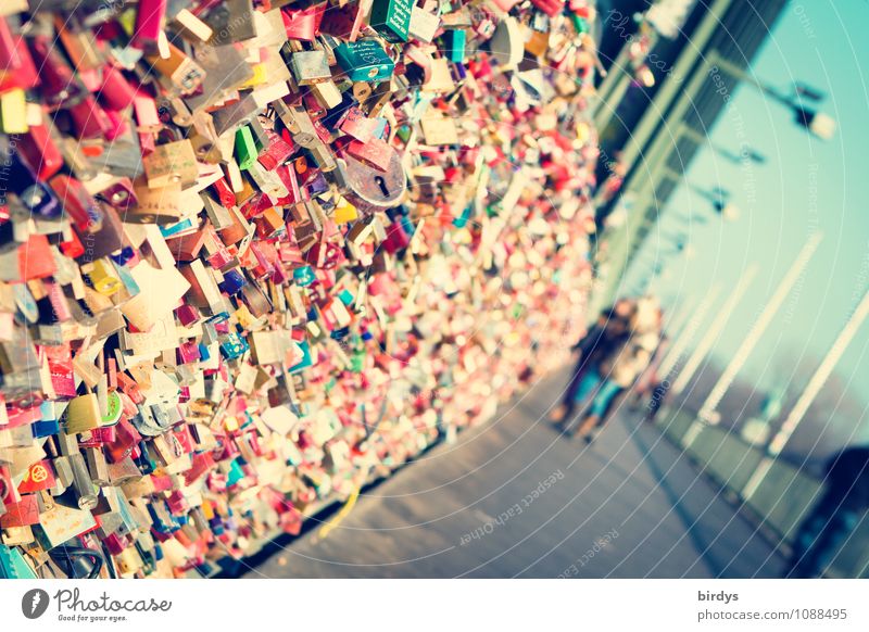 under lock Tourism Sightseeing City trip Young woman Youth (Young adults) 3 Human being 13 - 18 years Child 18 - 30 years Adults Cologne Hohenzollern Bridge