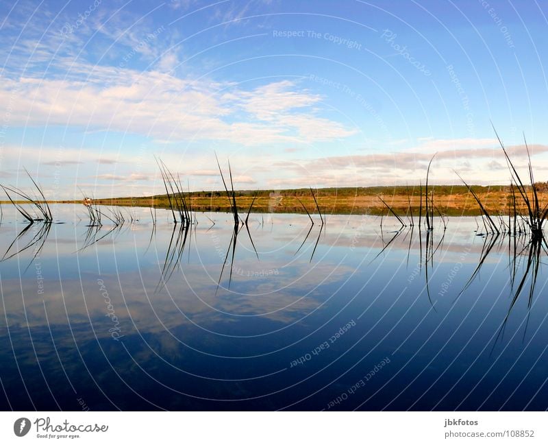 ~~? Mirroring ? Highlands Canada Nova Scotia Autumn Indian Summer Colour Dye Landscape Reflection Water Atlantic Ocean Blue White Green Red Clouds Grass