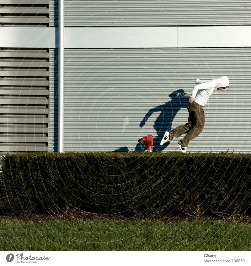 descent Tumble down Dangerous To fall Beginning Bushes Direct White Fire hydrant Red Adjustment Dive Ascending Descent Edge Man tilted position Threat