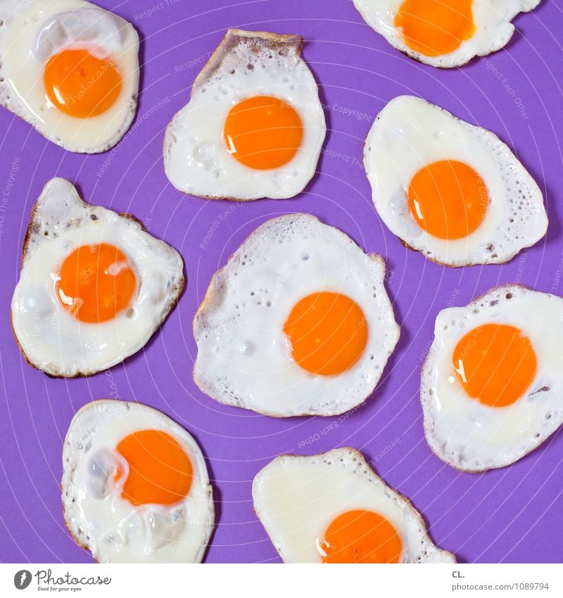 ei the daus Food Egg Fried egg sunny-side up Nutrition Eating Breakfast Violet Orange White Colour Inspiration Creativity Super Still Life Colour photo