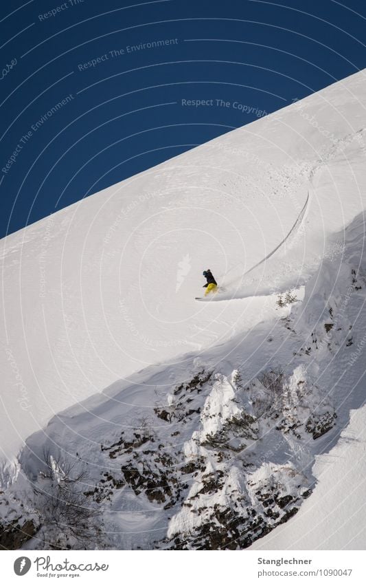 cliffspry Sports Human being 1 Environment Nature Sky Cloudless sky Winter Beautiful weather Snow Rock Alps Mountain Peak Movement Athletic Natural Joy Happy