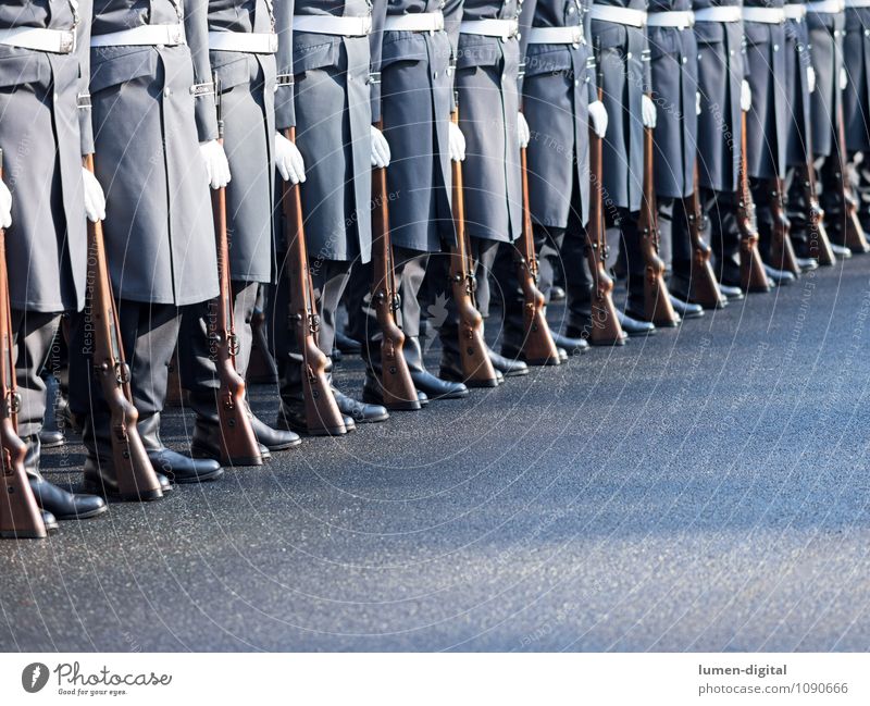 Soldiers of the Guard Regiment of the German Armed Forces Street Coat Boots Together War Germany Army Brigade Federal armed forces Diagonal drill Rifle In step