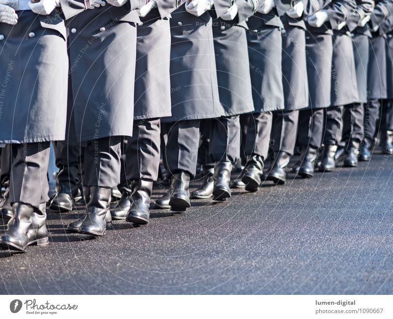 Soldiers of the Guard Regiment of the German Armed Forces Street Coat Boots Together War Germany Army Brigade Federal armed forces Diagonal drill Rifle In step