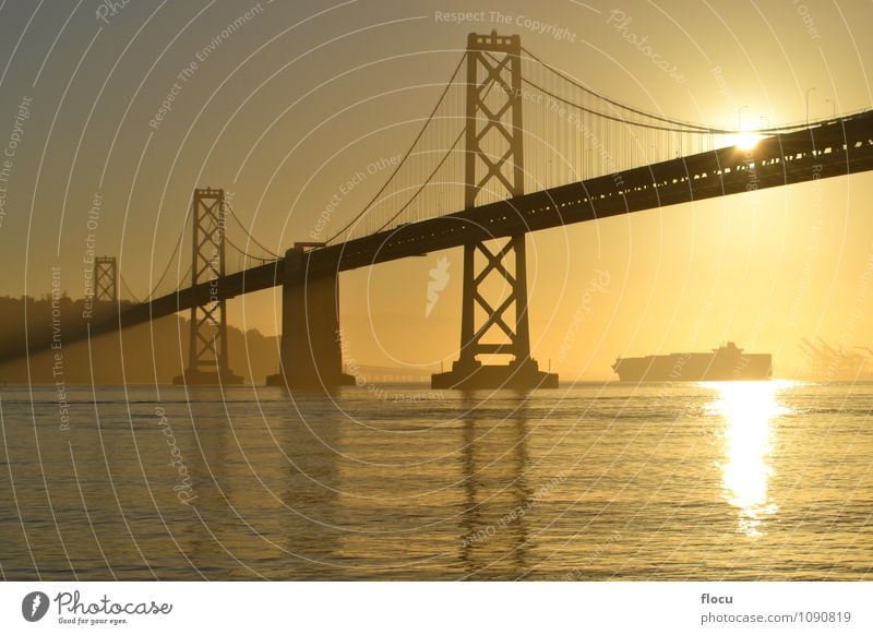 Bay Bridge at Sunrise, San Francisco, California Vacation & Travel Ocean Art Landscape Clouds Town Building Architecture Tourist Attraction Car Happiness