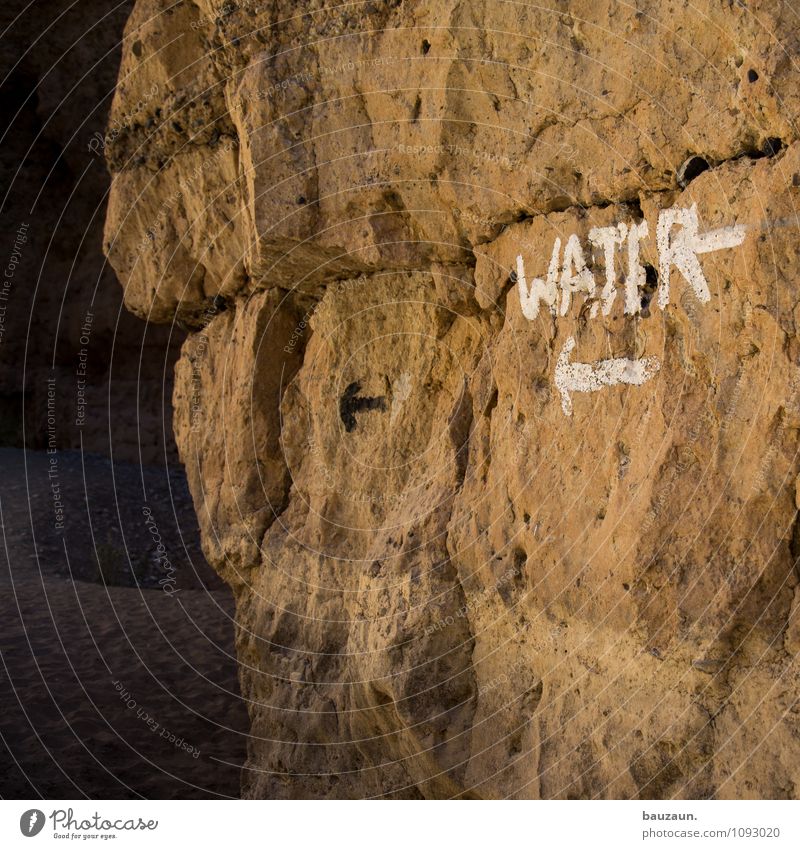 water. Vacation & Travel Tourism Summer Summer vacation Beach Ocean Swimming pool Sun Weather Beautiful weather Canyon Namibia Africa Rock Stone Sign Characters