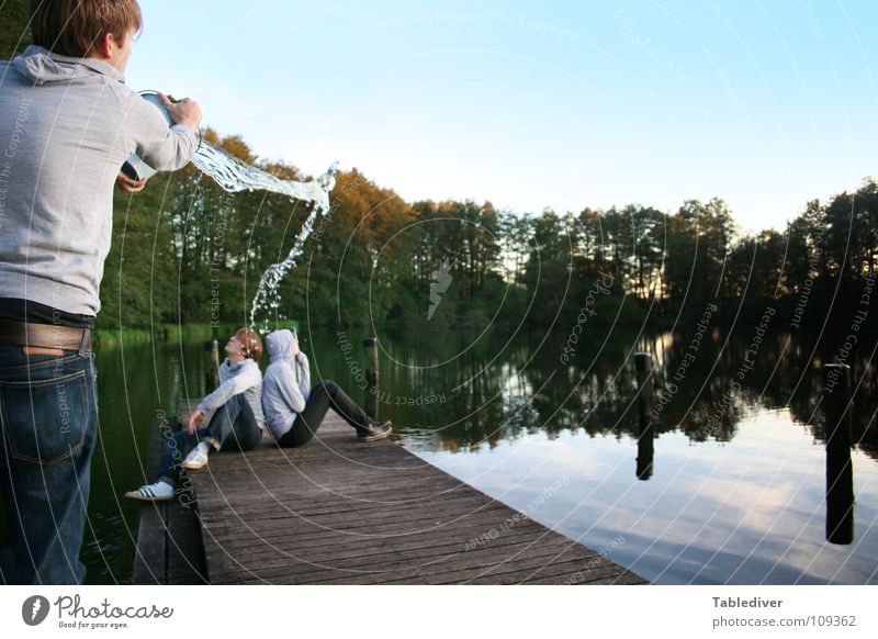 Harmony. Disrupted! (1) Lake Footbridge Calm Bucket Wet Water Couple Love Harmony back to back Inject freeze