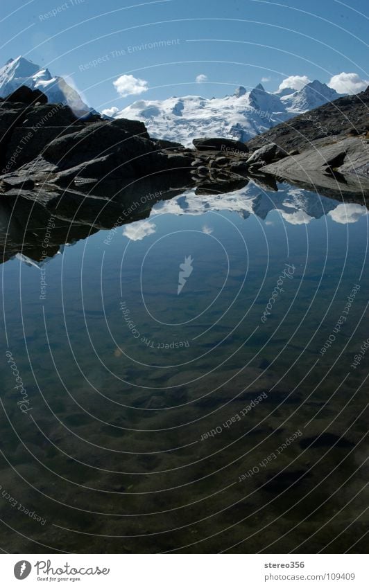 Superficial Lake Mountain lake Alpine Reflection Clouds Glacier Switzerland Engadine Blue sky Water Snow Alps corvatsch