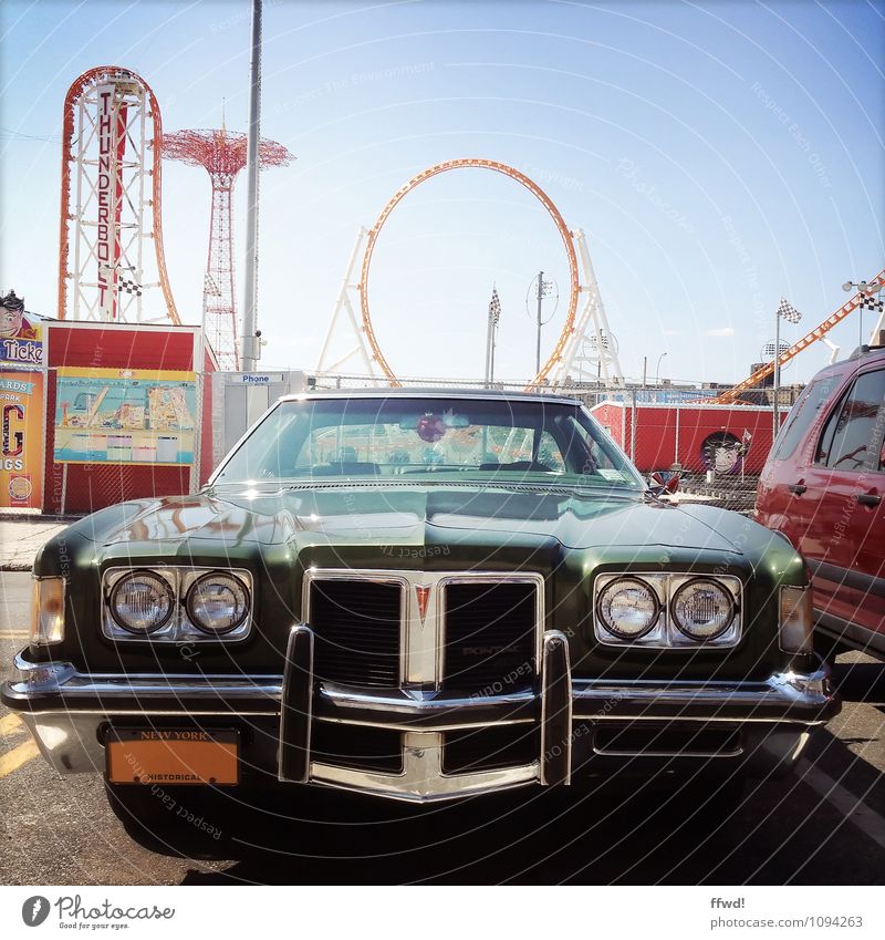 muscle car Lifestyle Style Design Amusement Park Coney Island New York City USA North America Street Parking lot Car Vintage car Hip & trendy Retro