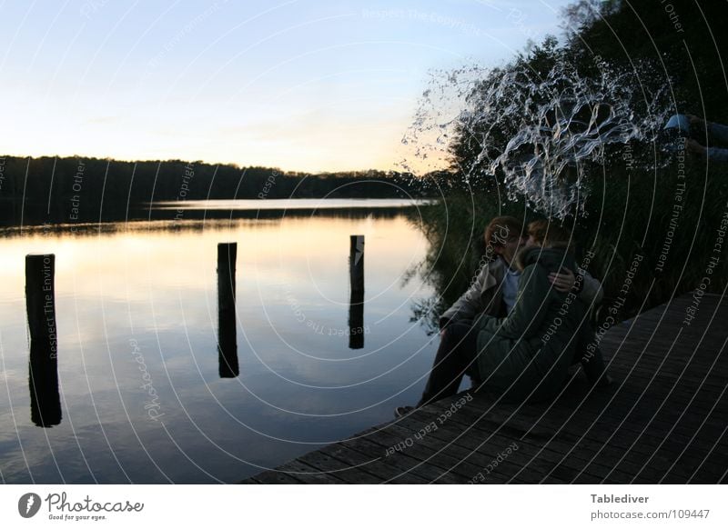 Harmony. Disrupted! (2) Lake Footbridge Calm Bucket Wet Water Couple Love Harmony back to back Inject freeze