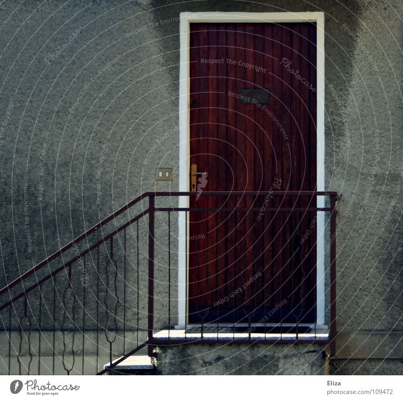 In front of a locked door. House (Residential Structure) Plaster Wood Italy Closed Building Wall (building) Door Handrail Old Bell Shabby Living or residing