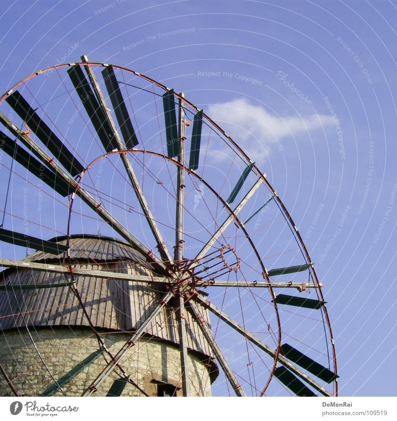 cloud sprayer Colour photo Exterior shot Detail Experimental Structures and shapes Copy Space right Copy Space top Day Worm's-eye view Wind energy plant Sky