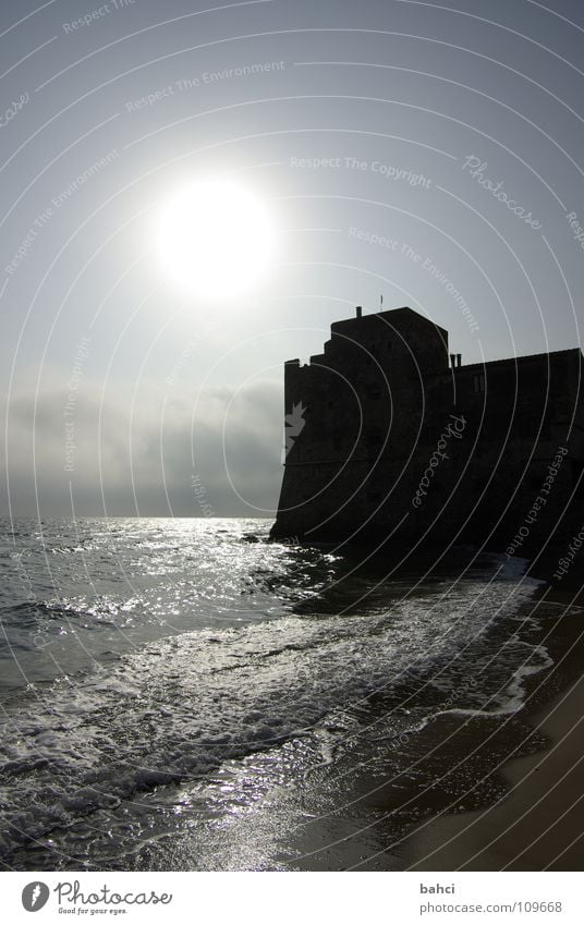 a day at the sea ... Part 2 Sun Beach Ocean Waves Water Sky Clouds Coast Dark Exterior shot Deserted Day Light Shadow Fortress Water reflection Surface of water