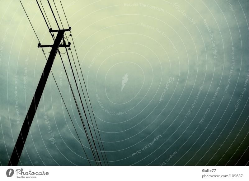 Thunderstorm approaches Dark Storm Electricity Transmission lines Dim Darken Eerie Panic Dangerous Sky Thunder and lightning Rain Electricity pylon Fear Threat