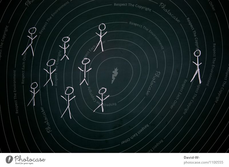 stickman blackboard chalk group loner distance corona outsider Lifestyle Parenting keep sb./sth. apart risk of contagion Distance rule coronavirus gap