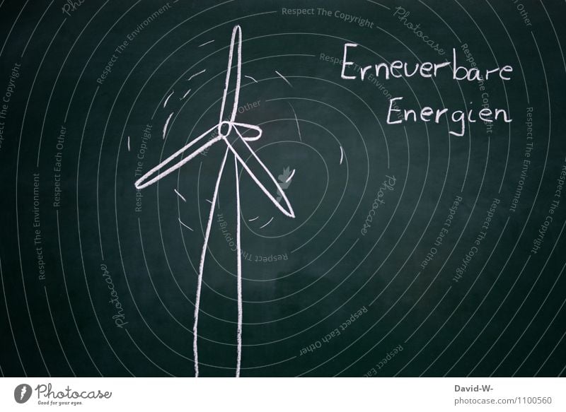 Renewable Energies Save Science & Research Blackboard Economy Industry Energy industry Success Technology Advancement Future Renewable energy Wind energy plant