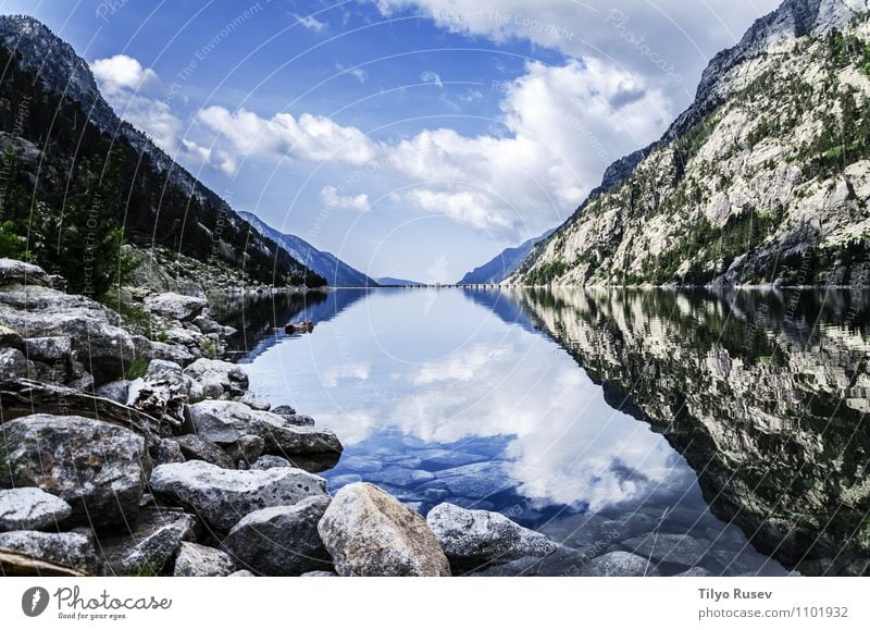 Crystal River Beautiful Mountain Environment Nature Landscape Sky Clouds Rock Art crystal peaceful water Flow Pyerenees Spain Europe wood Colour photo