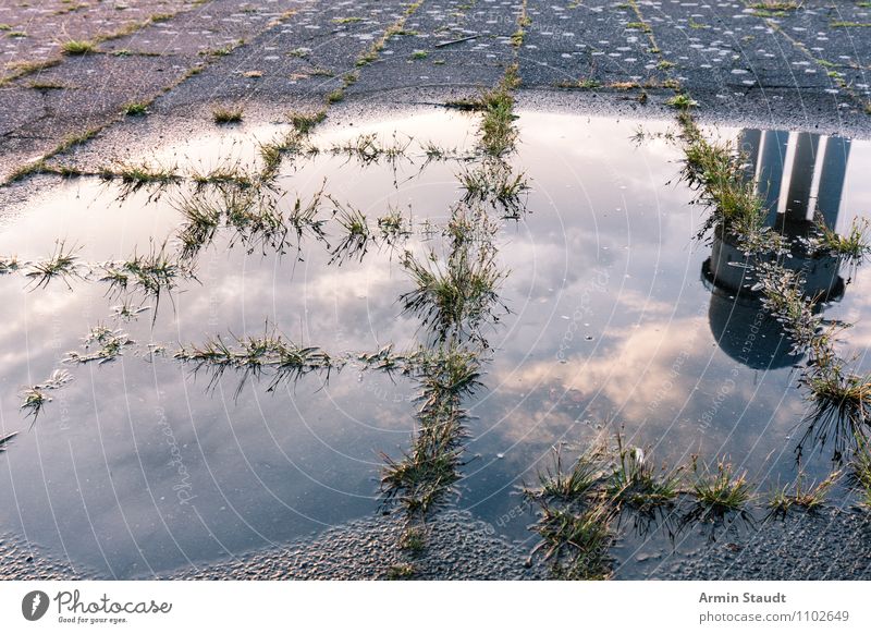 Tempelhofer Puddle Lifestyle Design Tourism City trip Environment Sky Rain Meadow Berlin Airport Berlin-Tempelhof Capital city Tower Tourist Attraction