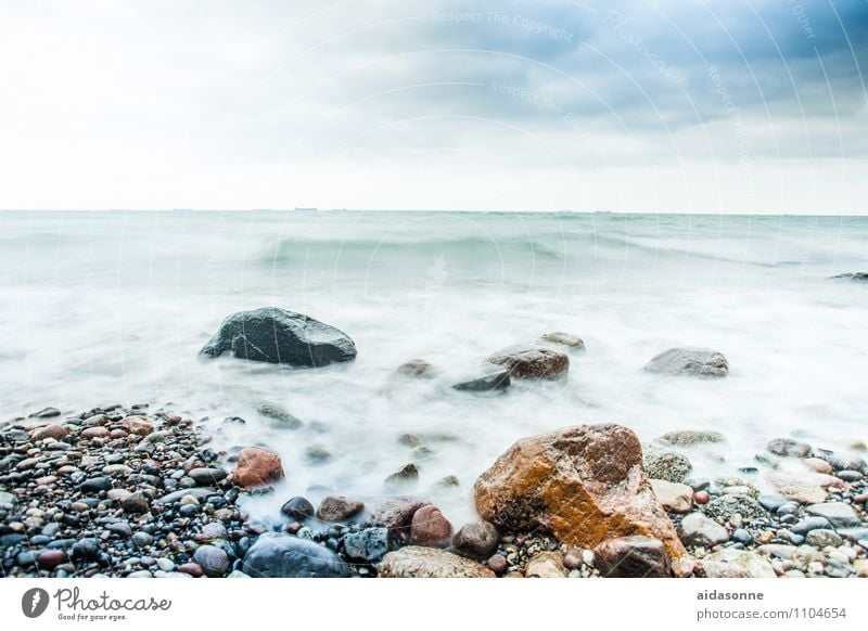 Baltic waves Environment Landscape Water Sky Horizon Bad weather Storm Wind Gale Waves Beach Aggression Cool (slang) Cold Rock Mecklenburg-Western Pomerania