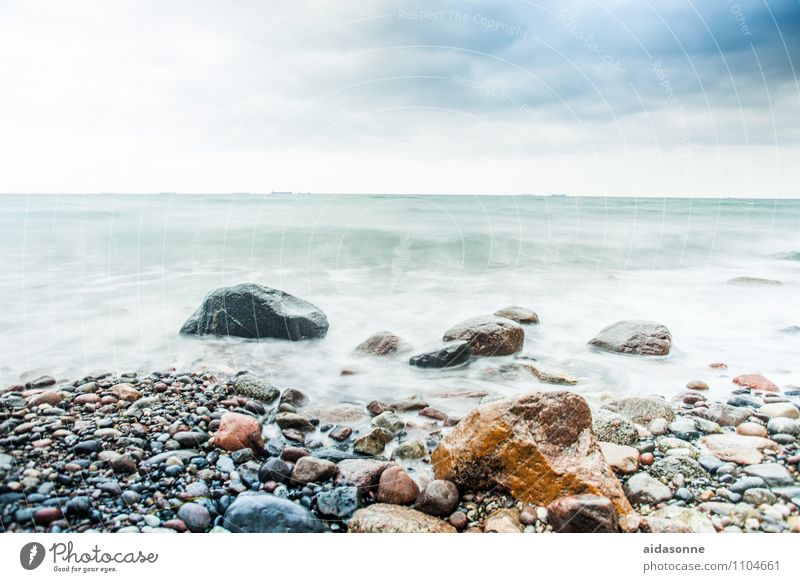 Baltic beach Landscape Water Sky Clouds Horizon Storm Wind Gale Waves Coast Baltic Sea Vice Success Power Mecklenburg-Western Pomerania Rock Surf Colour photo