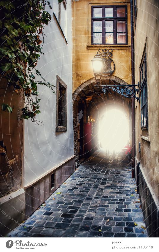 allure Budapest Old town House (Residential Structure) Wall (barrier) Wall (building) Facade Window Passage Archway Lanes & trails Cobblestones Bright Beautiful