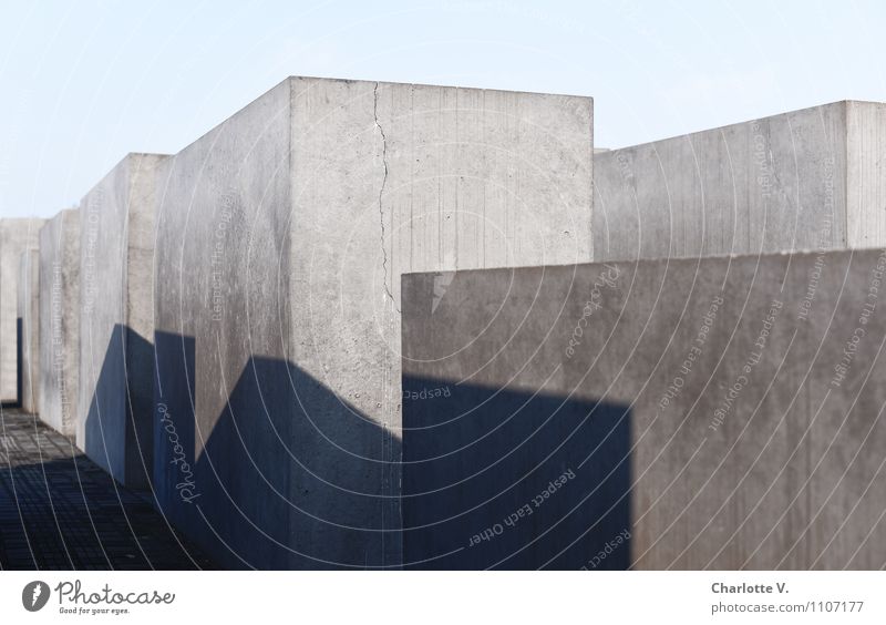 Shadows of the past Monument Sky Beautiful weather Berlin Germany Europe Capital city Downtown Deserted Tourist Attraction Holocaust memorial Concrete