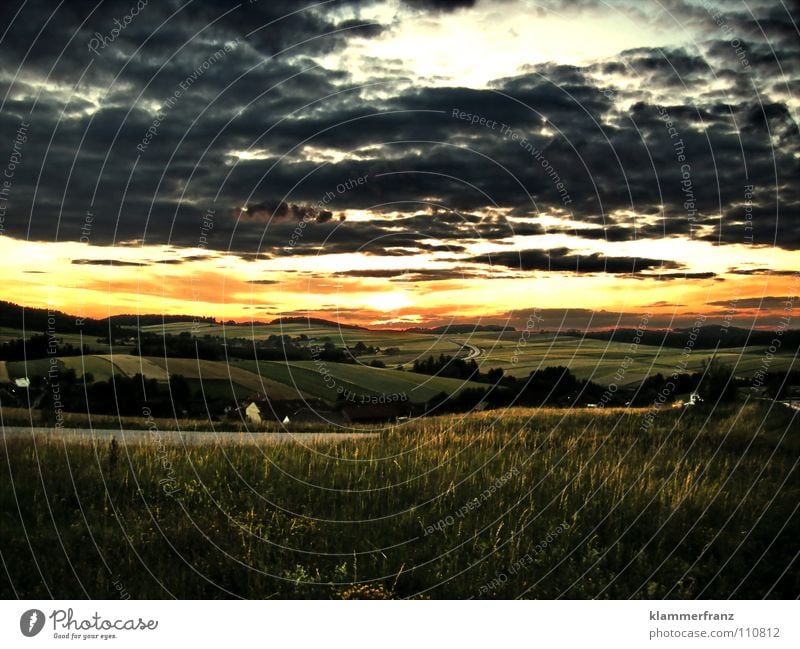 Behind the seven 7 Sunset House (Residential Structure) Night Twilight Clouds Dark Grass Wheat Barley Field Agriculture Austria Federal State of Lower Austria