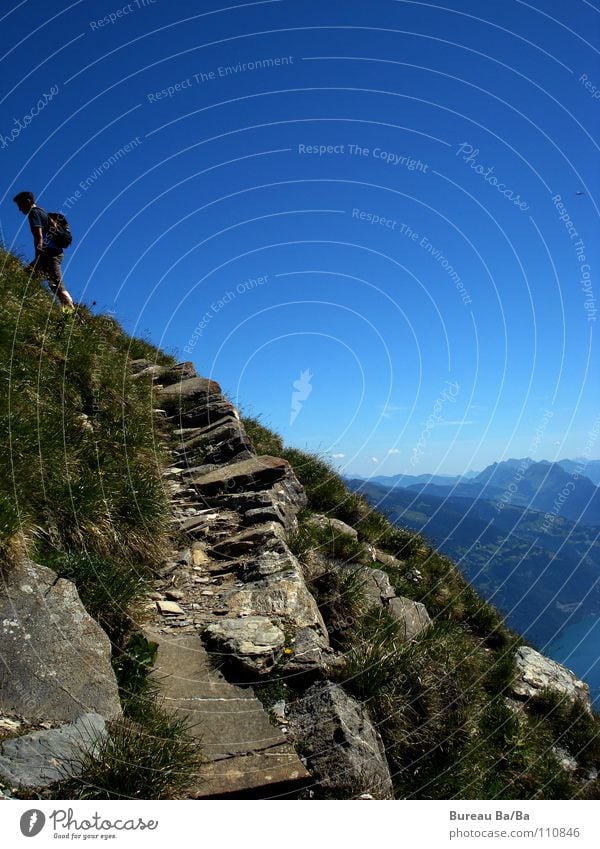 Close to heaven... Hiking Mountaineering Bernese Oberland Footpath Lake Peak Switzerland Lanes & trails Vantage point Sky Blue Point exertion