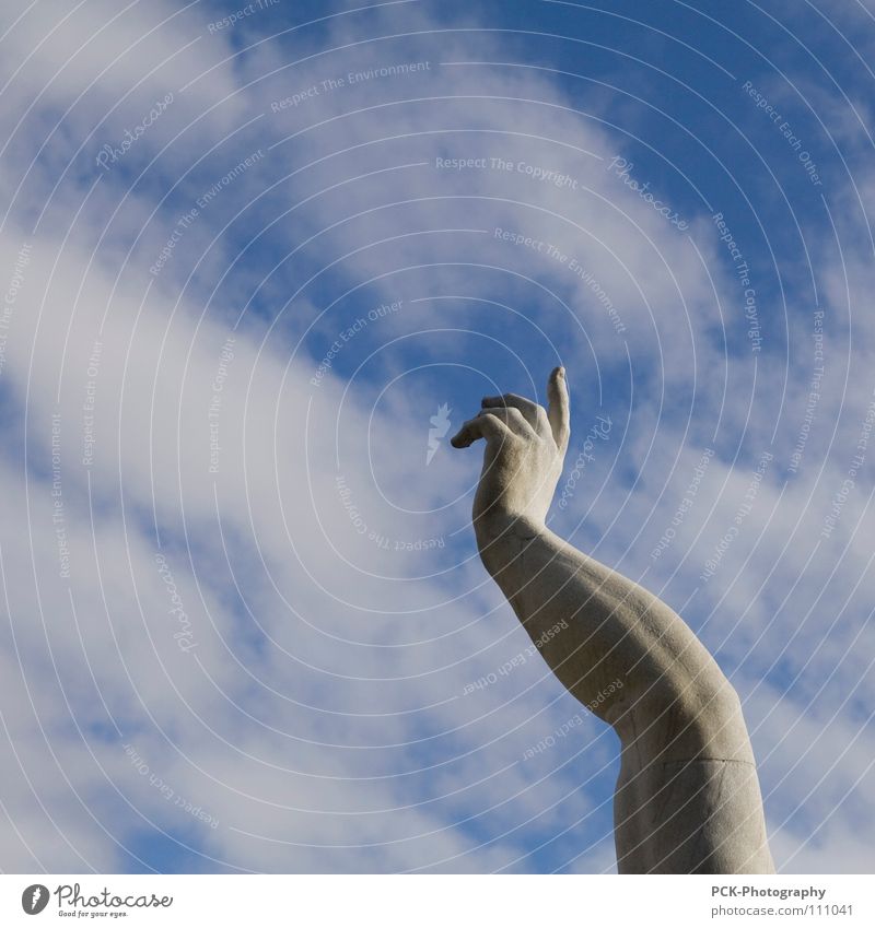 up there above the sky Hand Forefinger Fingers Statue Clouds Gray Concrete Detail Arm Sky Graffiti Perspective Shadow Stone