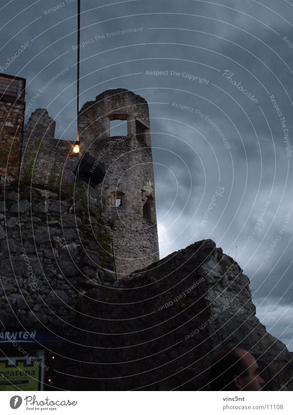 castle tower Castle tower Ruin Night Mystic Federal State of Kärnten Historic Tower burgarena