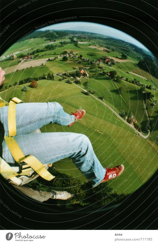 Whoa.! Paraglider Monstrous Hover Weightlessness Bird's-eye view Vantage point Paragliding Sneakers Air Fisheye Lomography To hold on Dangerous Thrill To fall