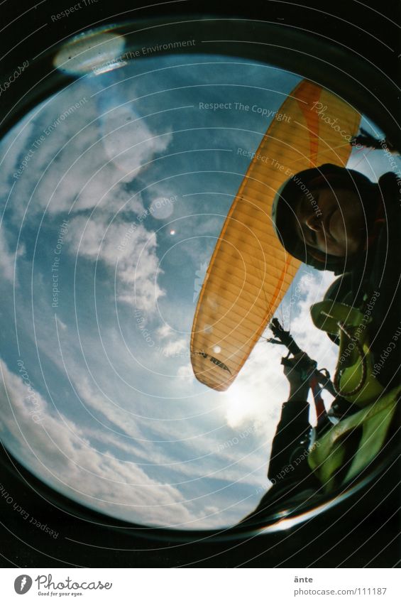 wheeee... Paraglider Monstrous Hover Weightlessness Paragliding Air Fisheye Lomography To hold on Dangerous Thrill To fall Flying Legs Looking Level fly Tall