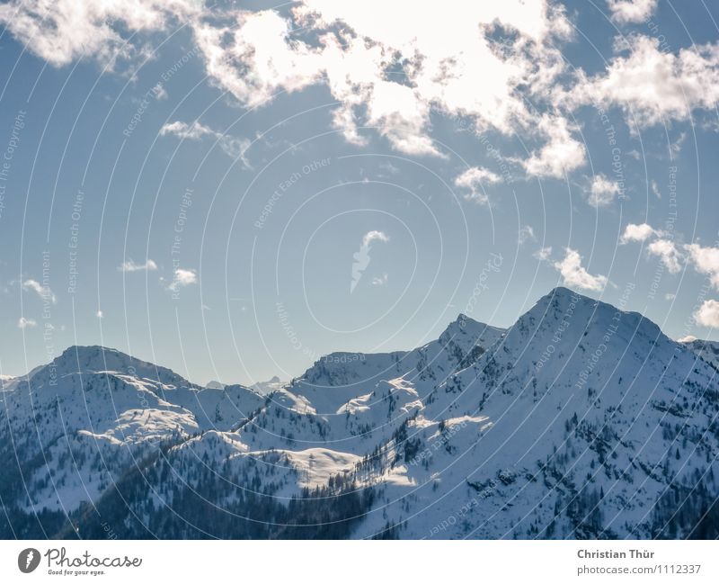 Winter day in the Alps Relaxation Sports Skis Ski run Environment Nature Landscape Beautiful weather Snow Snowfall Breathe Austria beautiful clouds cold