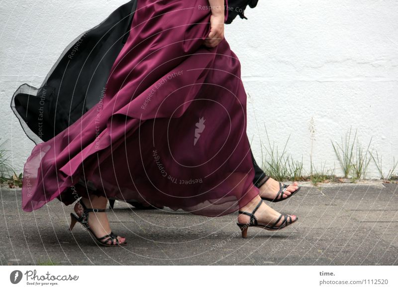 KI09 | Urban Catwalk Feminine 2 Human being Grass Wall (barrier) Wall (building) Lanes & trails Sidewalk Fashion Dress Footwear High heels Going Walking