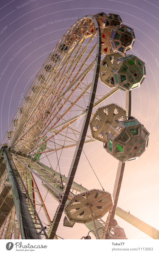 Ferris wheel summer 2 Vacation & Travel Summer Summer vacation Sun Entertainment Fairs & Carnivals Shows Park Yellow Emotions Moody Colour photo Exterior shot