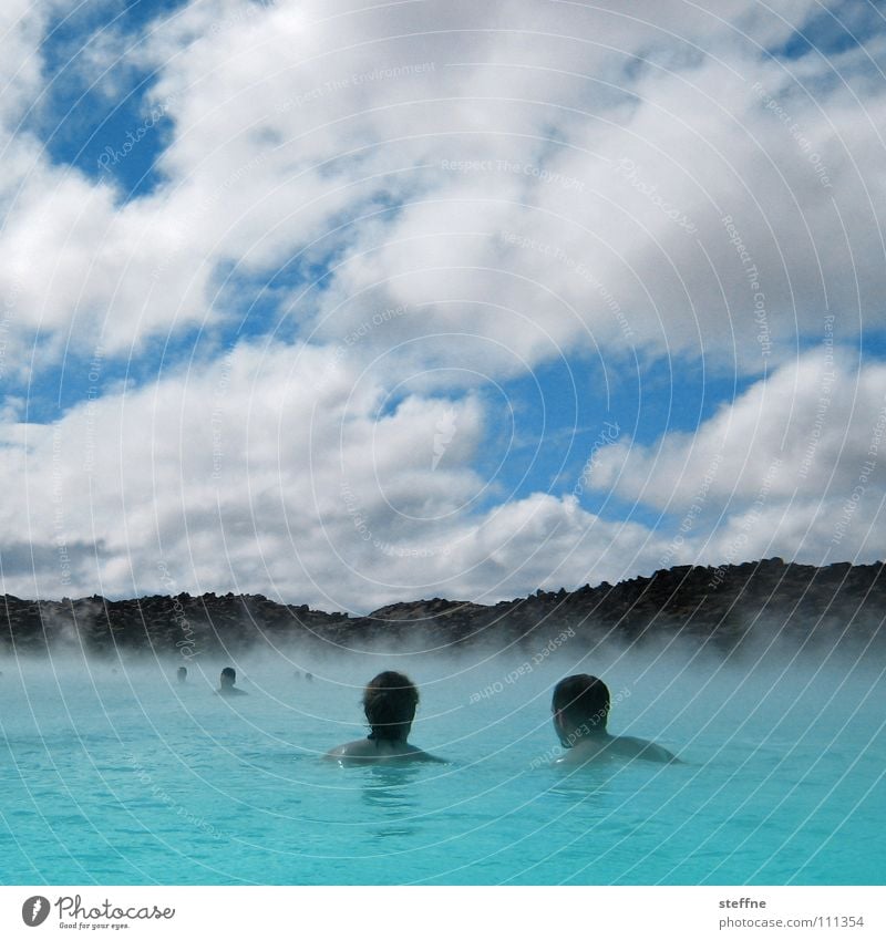 bathing paradise Iceland Blue Lagoon Lake Relaxation Hot Physics Fog Clouds White Turquoise Swimming & Bathing Vacation & Travel Geyser Calm Perspiration