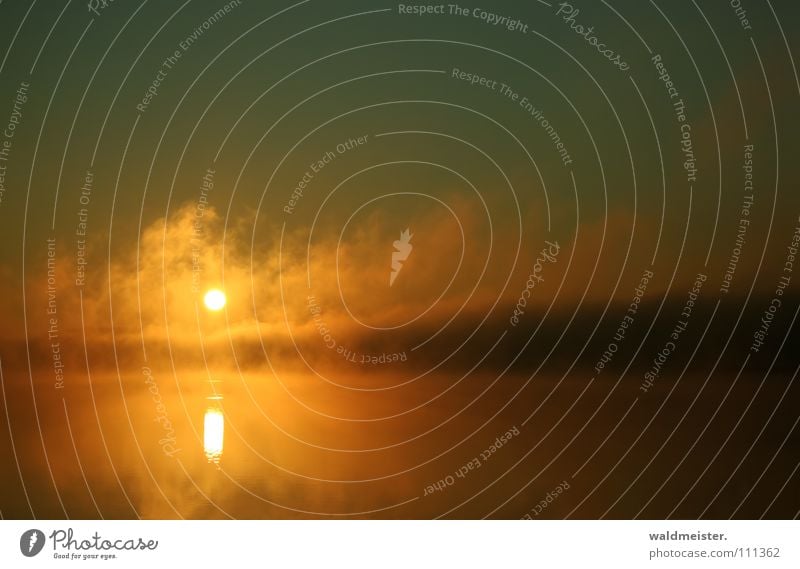 Fog on the water Clouds Sky Water Lake Sun Fog bank Heavenly Exceptional Mystic Hover Weather Phenomenon Lamp sea smoke ground inversion nebula