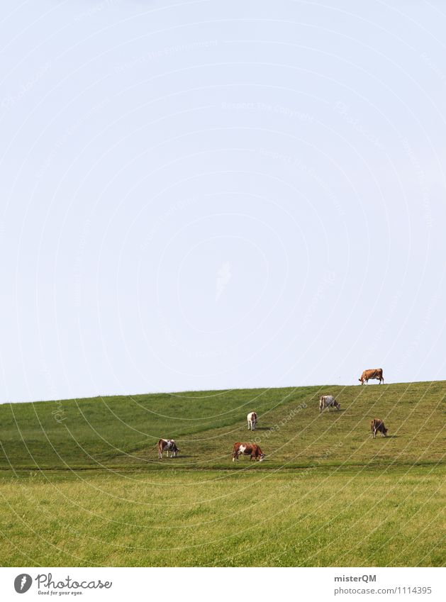 Cow pile. Art Esthetic Pasture Pasture fence Alpine pasture Bavaria Agriculture Cattle breeding Dairy cow Colour photo Subdued colour Exterior shot Experimental