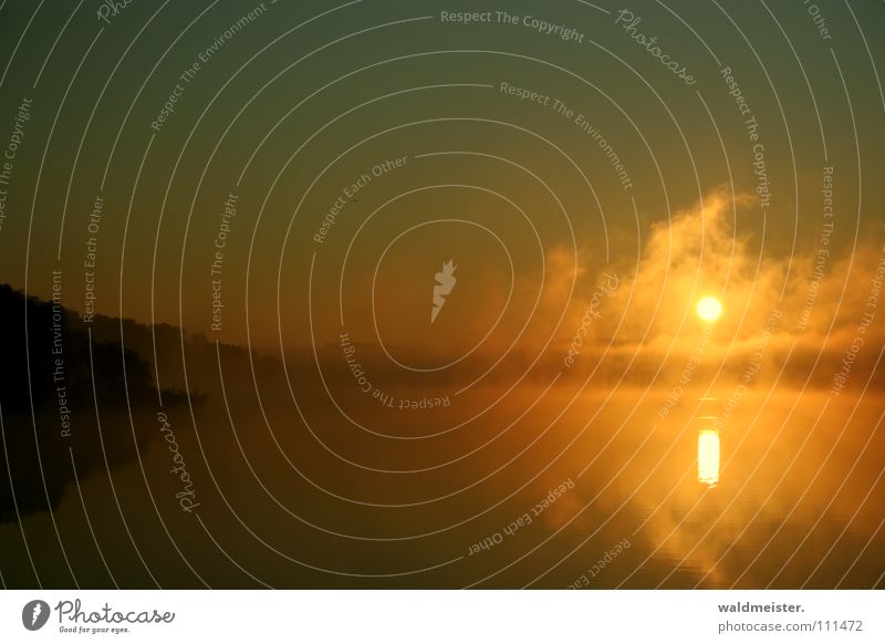 Fog on the water II Clouds Sky Water Lake Sun Fog bank Heavenly Exceptional Mystic Hover Weather Phenomenon Lamp sea smoke ground inversion nebula